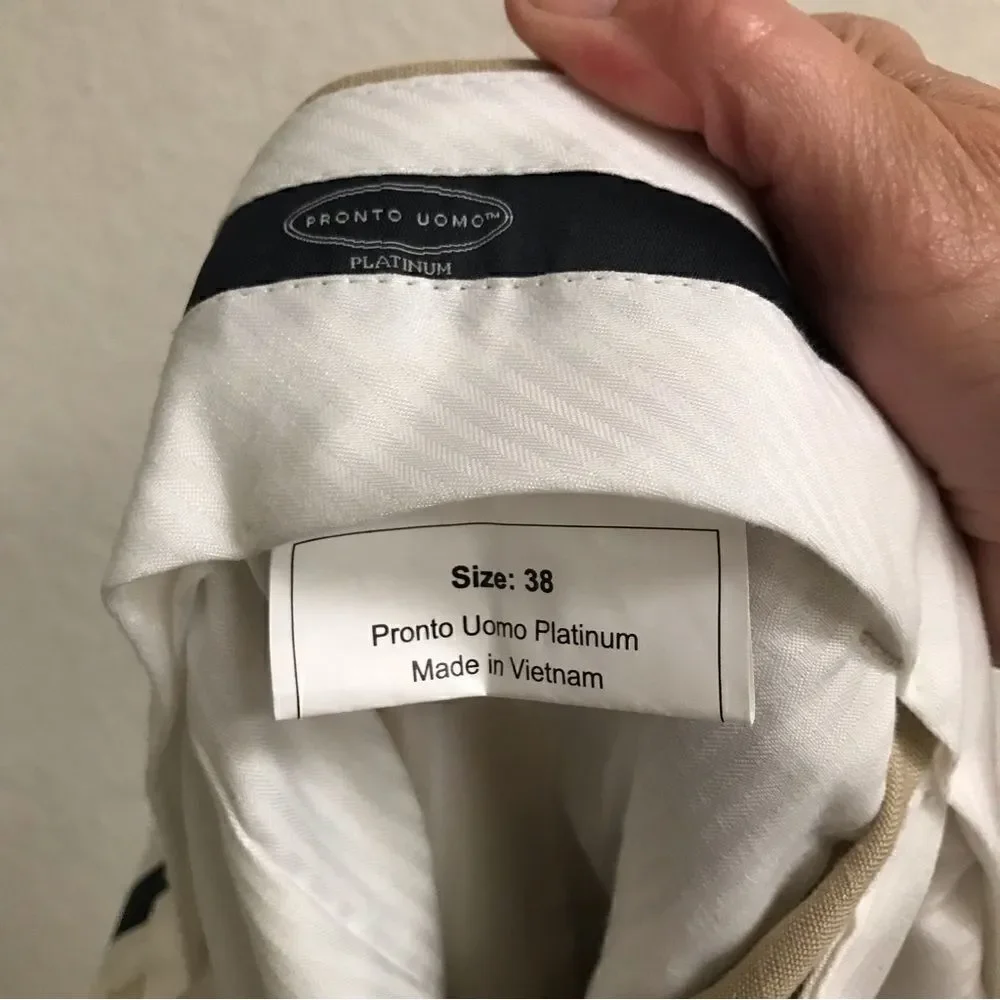 Pronto Uomo platinum tan linen trouser pants 38‎